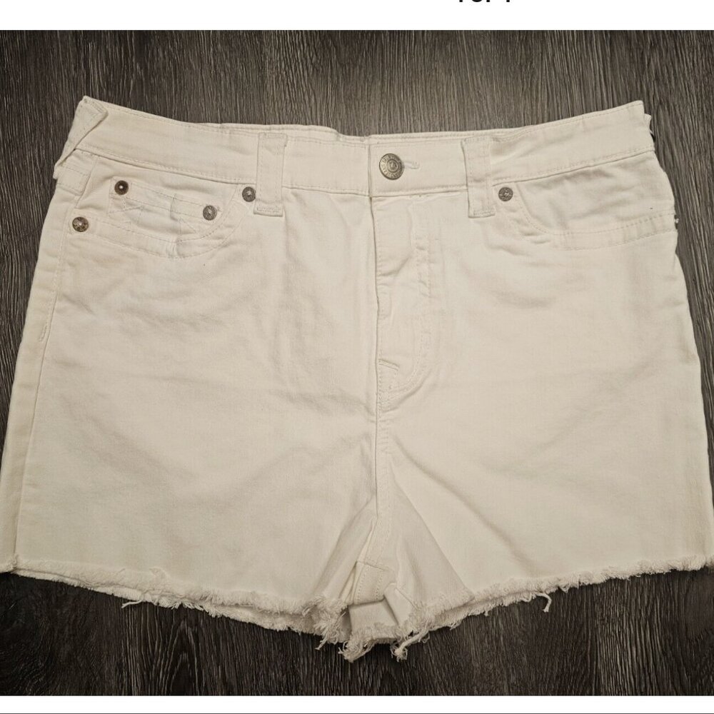 True Religion White Denim Jean Shorts
